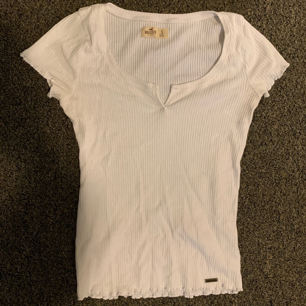 White Ribbed Hollister Tee